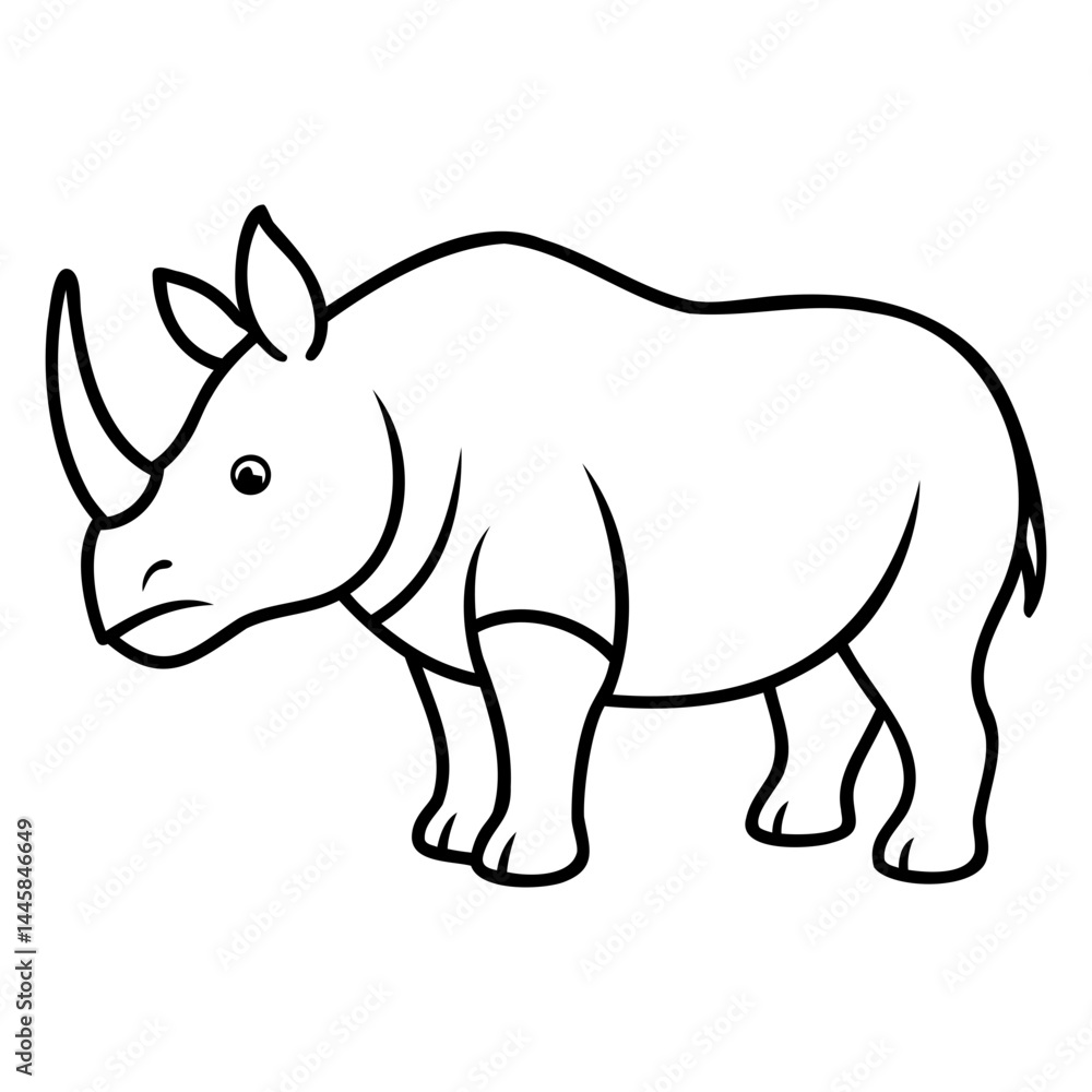 Minimalist rhino black line art vector isolated on transparent background Minimalist rhino black line art vector isolated on transparent background