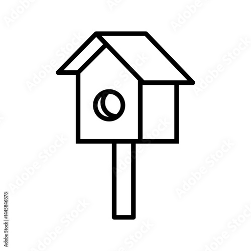 Bird house line icon , outline vector sign, linear style pictogram, vector illustration on white backgroun