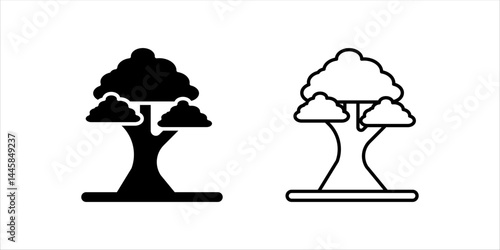 Tree and Forest Line Icon set. Modern Collection for Design, vector illustration on white background