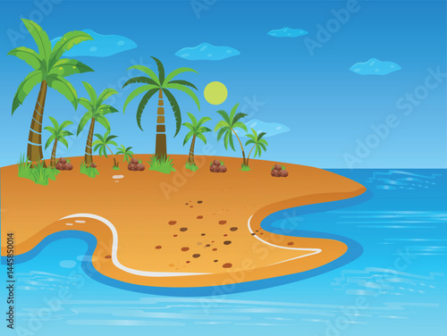 Summer holiday beach background with sun and sea