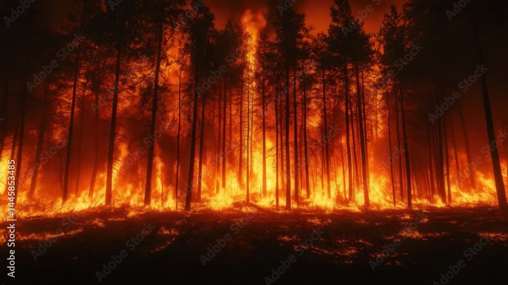 Blazing Inferno: A fiery scene unfolds as flames consume a forest, casting an eerie glow on the environment. This image shows the destructive power of nature. Blazing Inferno: A fiery scene unfolds as flames consume a forest, casting an eerie glow on the environment. This image shows the destructive power of nature.