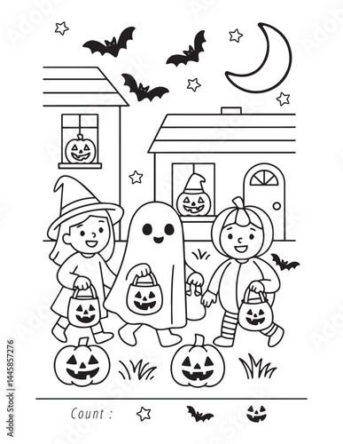 Printable Halloween coloring page for kids, preschool or kindergarten class activity, waiting fun