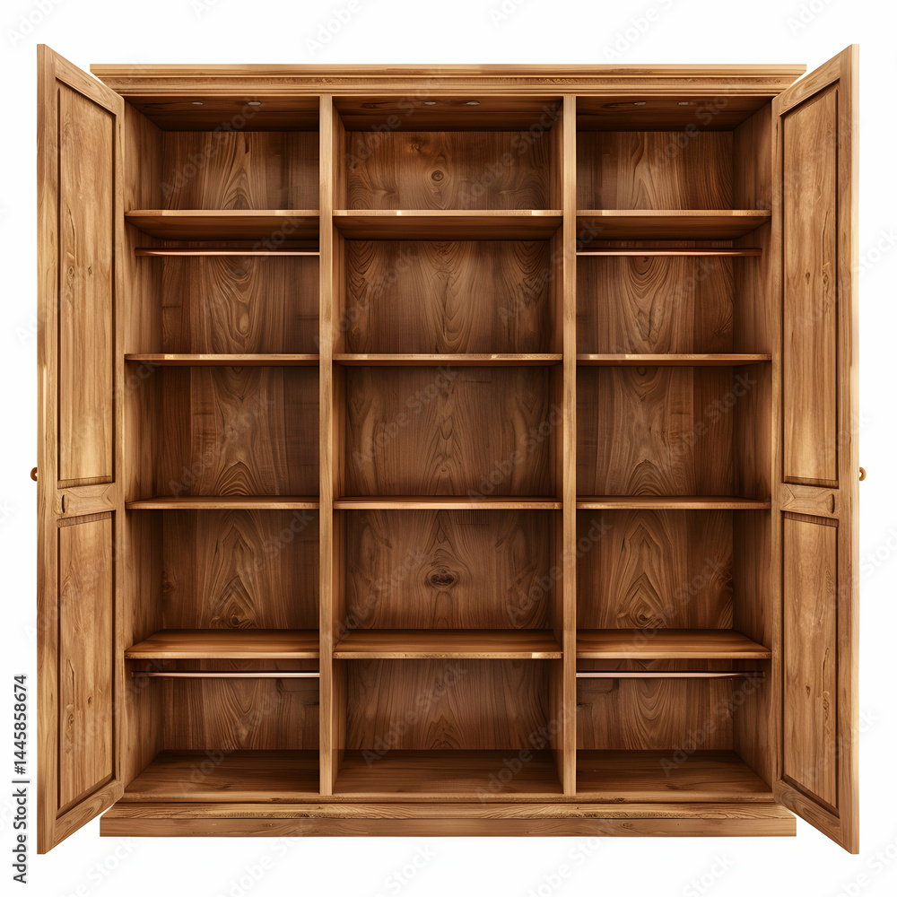 Elegant Wooden Storage Cabinet with Open Shelves and Doors Elegant Wooden Storage Cabinet with Open Shelves and Doors