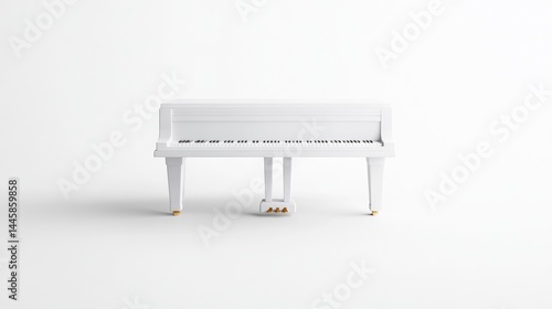 Wallpaper Mural White Grand Piano Minimalist Studio Lighting Front View Simple Design Unplayed Instrument White Background Pure White Aesthetic Website Banner extra details included Torontodigital.ca