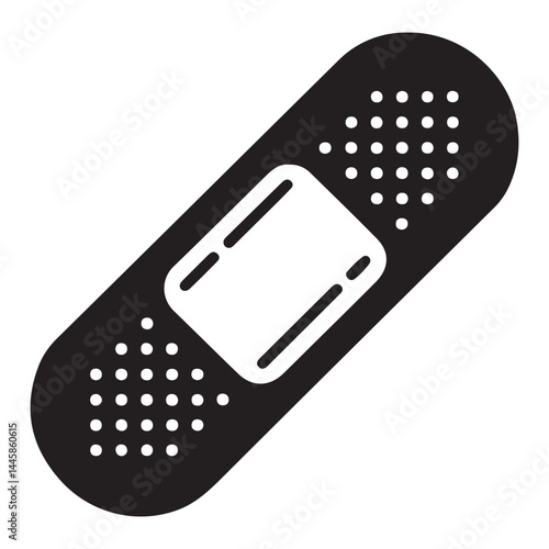 Band aid Black icon. Minimalist icon isolated on white background. Medical patch simple Vector Black silhouettes. with white background.