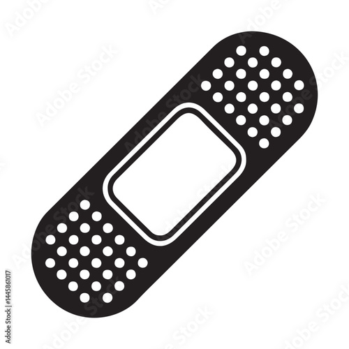 Band aid Black icon. Minimalist icon isolated on white background. Medical patch simple Vector Black silhouettes. with white background.