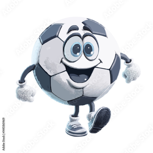 Cute soccer ball character with joyful expression