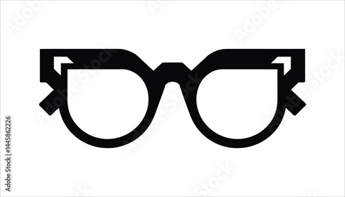 Eyeglasses Icon Vector – Black Glasses Silhouette Illustration for Vision and Fashion
