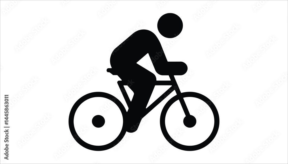 Obraz premium Cyclist Riding Bicycle Silhouette Vector Icon Illustration