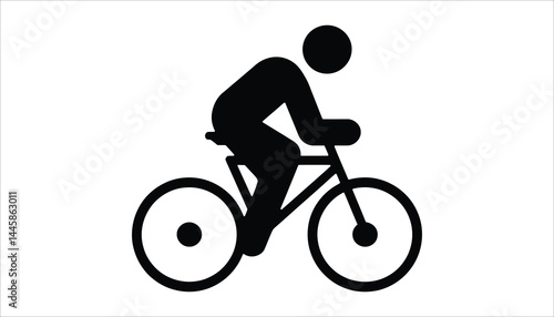 Cyclist Riding Bicycle Silhouette Vector Icon Illustration