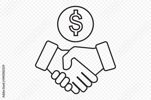 Deal Icon. Handshake Line and Silhouette Icon Set. Business Partnership, Hand Shake Symbol. Professional Agreement. Editable Stroke. Isolated Vector Illustration