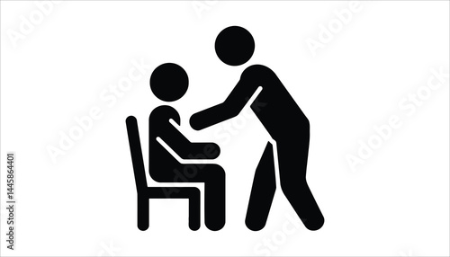 Caregiver Helping Senior Person in Chair Silhouette Vector Icon