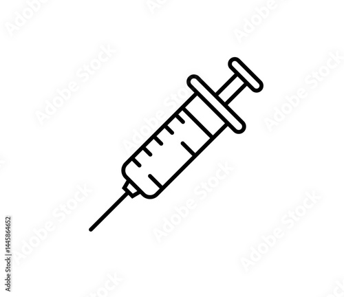 Medical Syringe Icon Displaying Vaccination or Injection, Representing Healthcare and Treatment Options with Needle and Scale. on a transparent background
