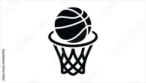 Basketball Ball Scoring in Hoop Icon Vector Illustration