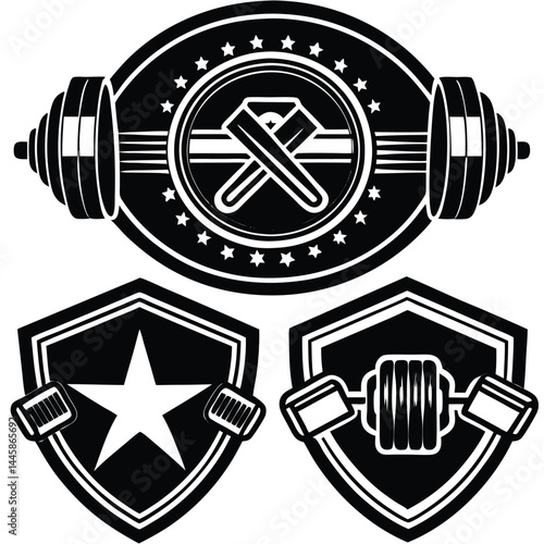 Weightlifting Gym Logo Design Strength, Fitness, and Power Symbols