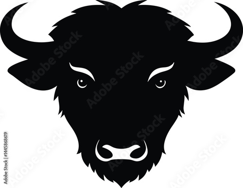 American bison head silhouette vector, cow head silhouette