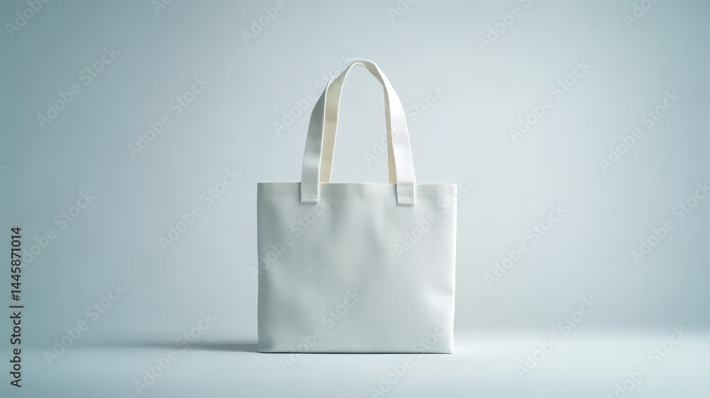 White tote bag made of canvas displayed against a clean studio backdrop for showcasing products