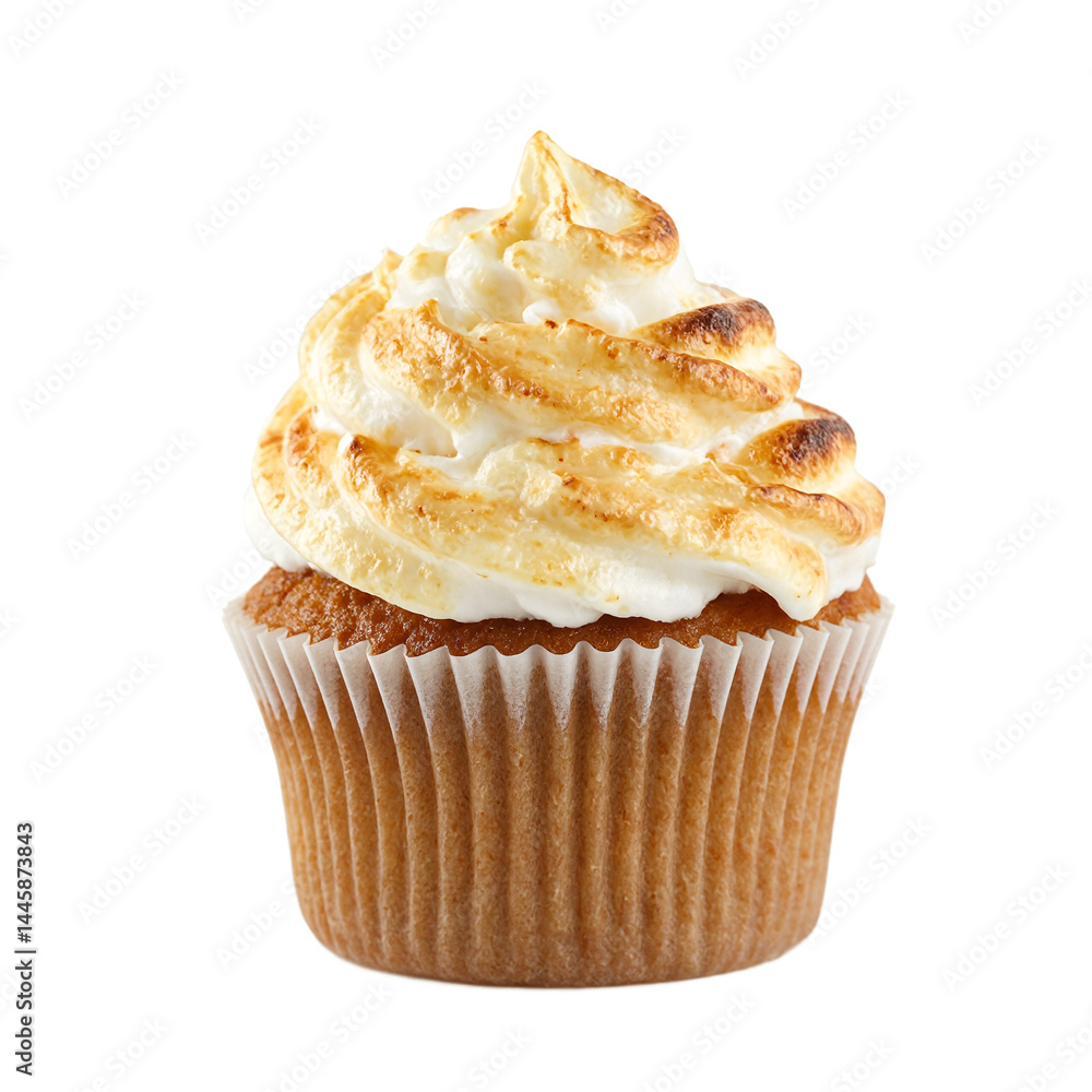 Isolated smores cupcake with toasted marshmallow frosting perfect for bakery ads and sweet treat designs Isolated smores cupcake with toasted marshmallow frosting perfect for bakery ads and sweet treat designs