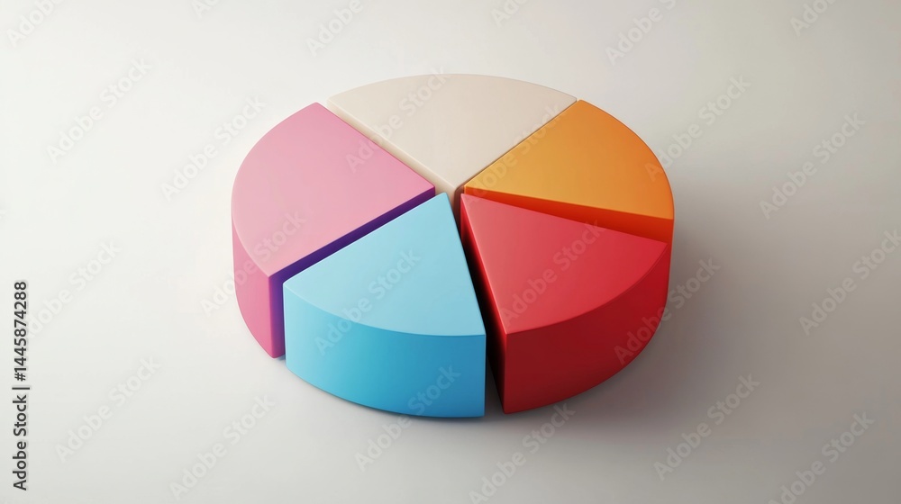 Obraz premium D pie chart with contrasting color parts, organized into a clean, professional layout