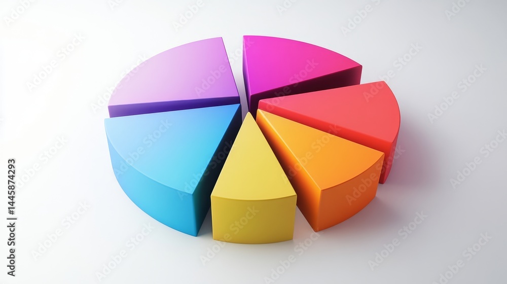 Obraz premium D pie chart with contrasting color parts, organized into a clean, professional layout