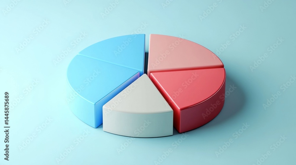 Obraz premium Clean and clear D pie chart with three-dimensional effect and simple, professional layout
