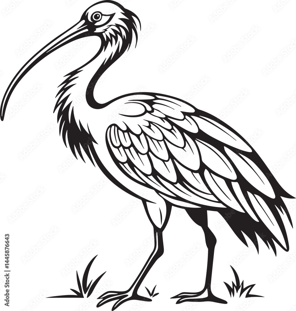 Fototapeta premium Scarlet Ibis bird silhouette vector illustration