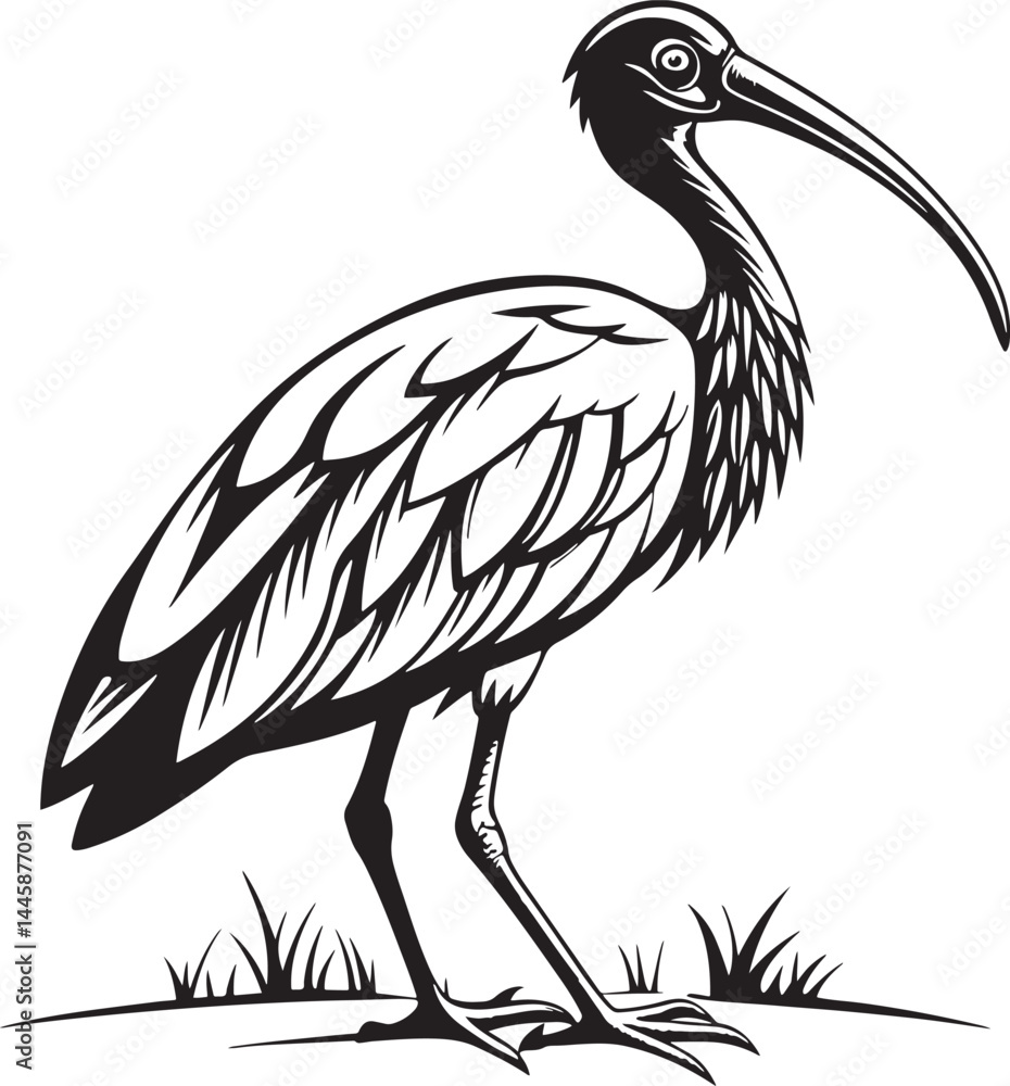 Fototapeta premium Scarlet Ibis bird silhouette vector illustration