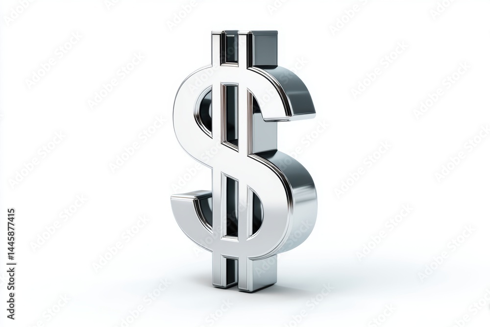 Obraz premium 3D dollar sign symbol in hyper-realistic minimalist design on white background