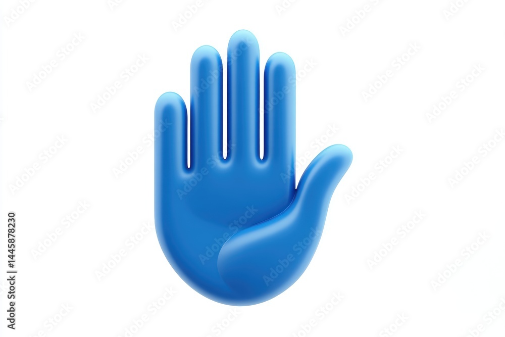 Fototapeta premium A blue 3D hand icon showcases a gesture symbol in a clean realistic style, perfect for digital design projects and communications