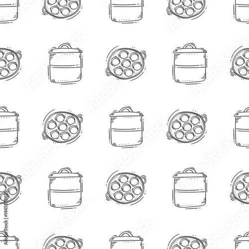 kitchen utensil pattern. kitchenware seamless pattern. doodle kitchen background