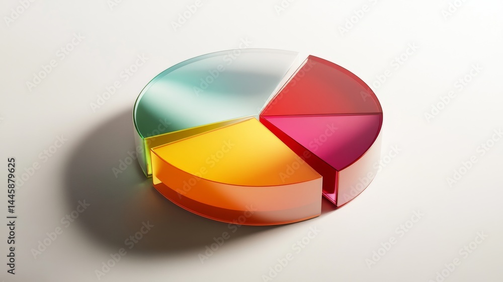 Obraz premium Simple, modern D pie chart with sharp color contrast and polished finish