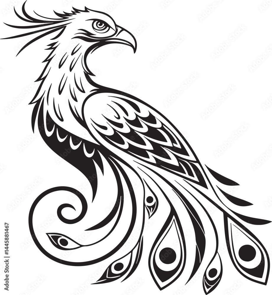 Fototapeta premium Secretary bird silhouette vector illustration