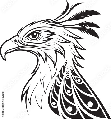 Secretary bird silhouette vector illustration