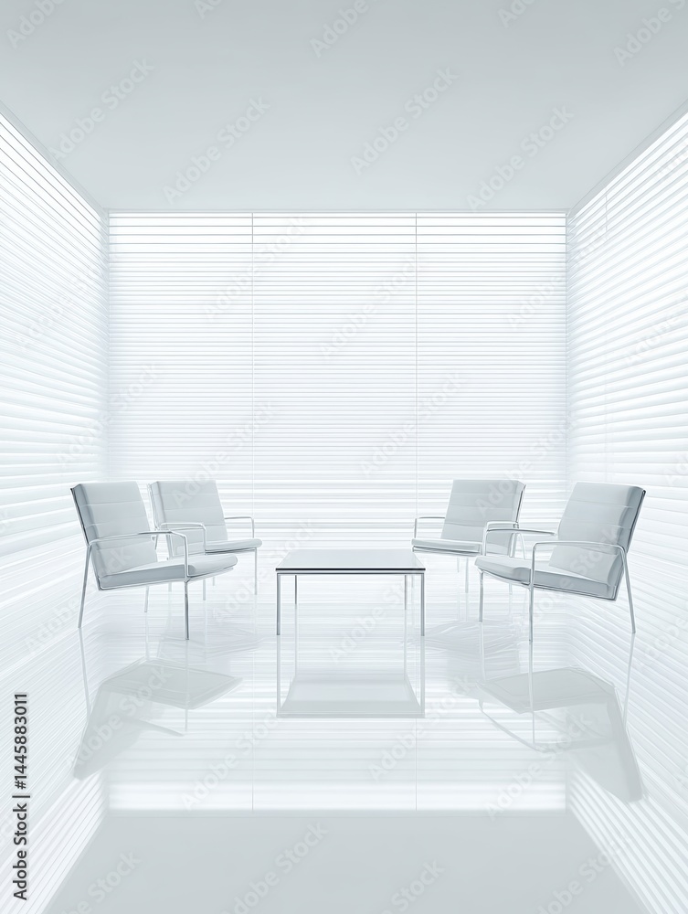 Fototapeta premium All white interior modern minimalist design reflecting light and shadows in a bright creative mood scene