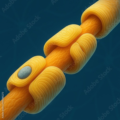 3D Cross-Section of Myelinated Axon Internodes with Nodes of Ranvier and Incisure
