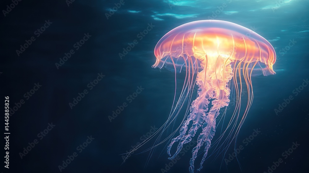 Fototapeta premium Majestic Lion's Mane Jellyfish Underwater