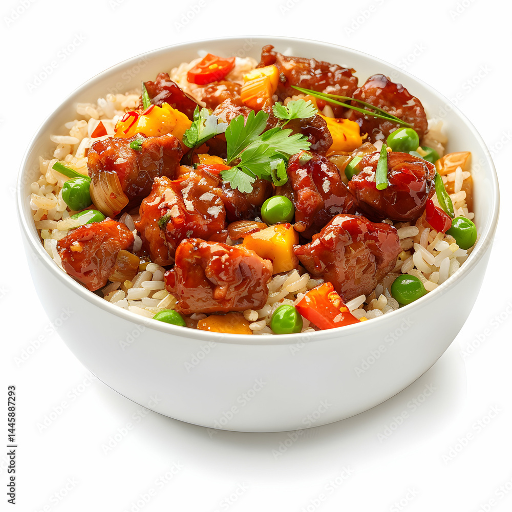 Delicious Chinese Beef Stir-Fry with Rice and Colorful Vegetables Delicious Chinese Beef Stir-Fry with Rice and Colorful Vegetables