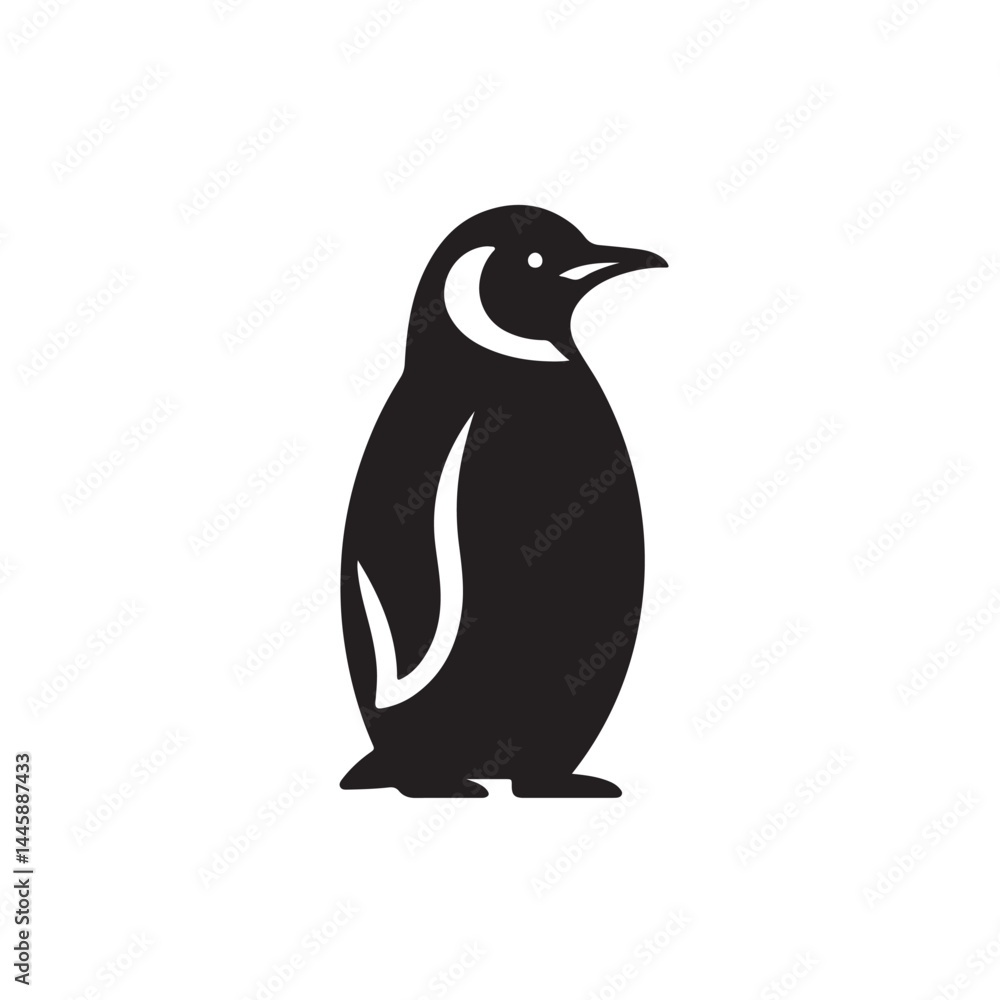 Obraz premium Penguin Standing Upright Silhouette in Minimalist Style