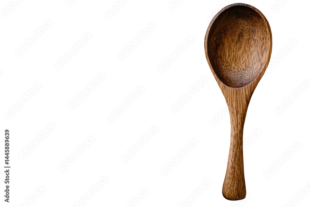 Rustic wooden spoon rests on beige linen fabric minimalist kitchenware simple elegance warm tones Rustic wooden spoon rests on beige linen fabric minimalist kitchenware simple elegance warm tones