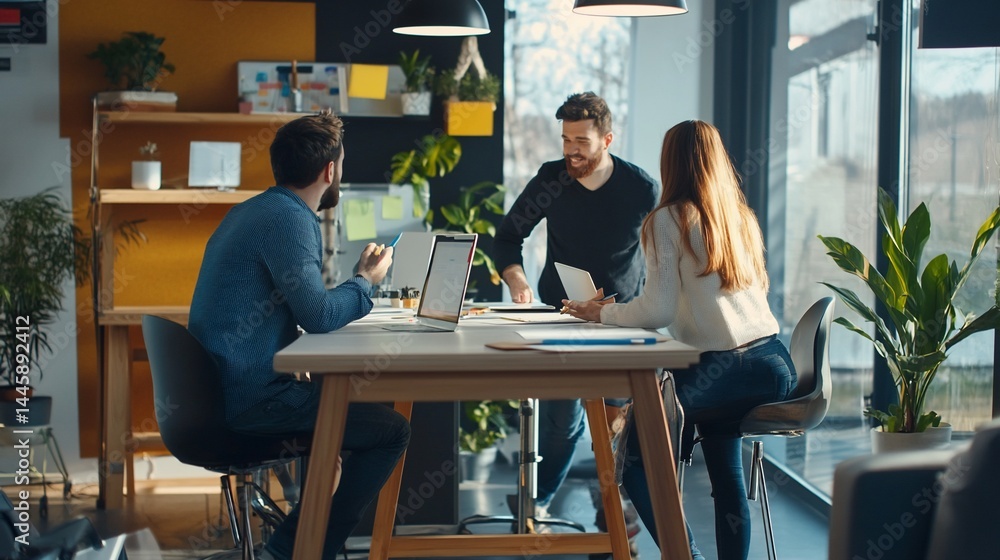 Collaborative Teamwork in Modern Office Setting Collaborative Teamwork in Modern Office Setting