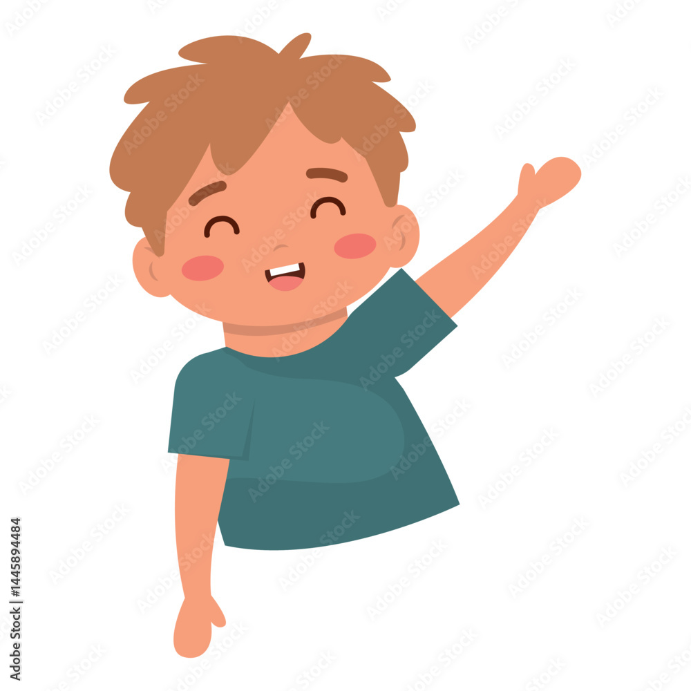 Cheerful boy waving hand. Vector Cheerful boy waving hand. Vector