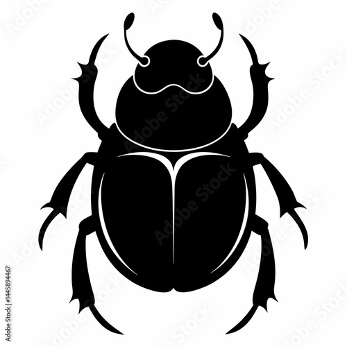 Flat Black Dung Beetle Vector Icon