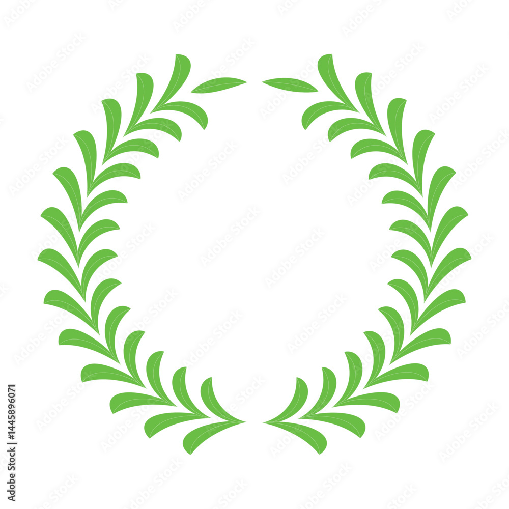 Creative green color leaf circle design with white background. Creative green color leaf circle design with white background.