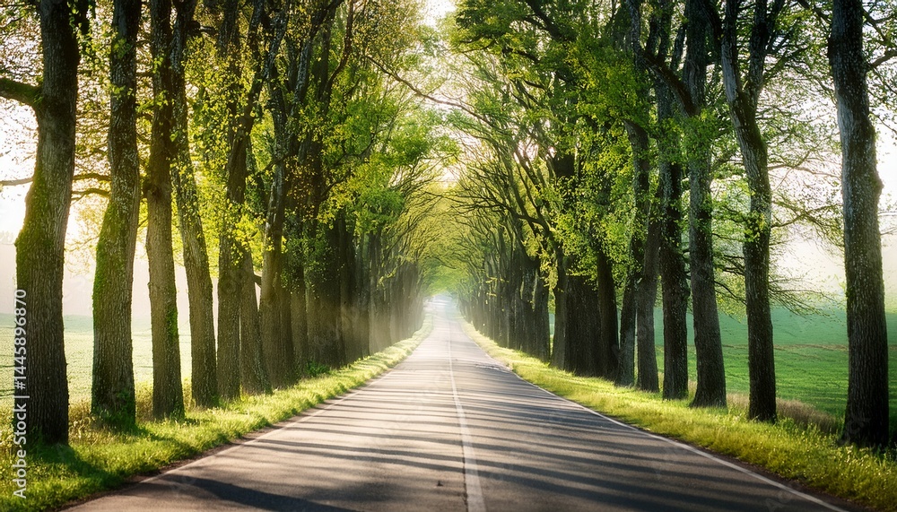 Naklejka premium road along a tree avenue
