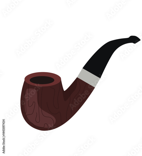 smoking pipe. Tobacco Pipe Vintage Wooden Smoke Equipment Vector. 
