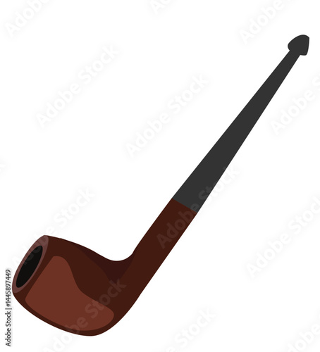 Tobacco pipe.smoking pipe. Macro icon wooden item. 