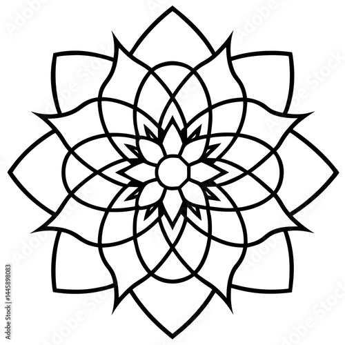 Floral Mandala Line Art Design
