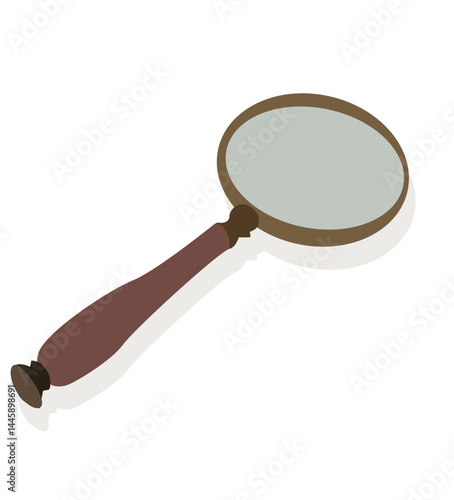 Magnifying glass vintage. Detective equipment illustration.