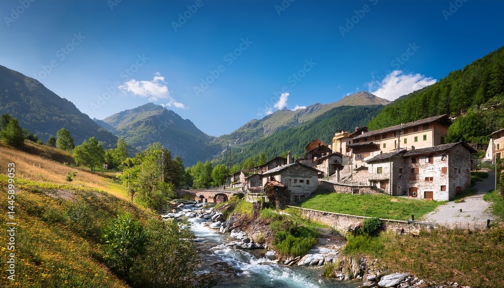 Obraz premium little mountain village of campertogno val sesia valley piedmont italy