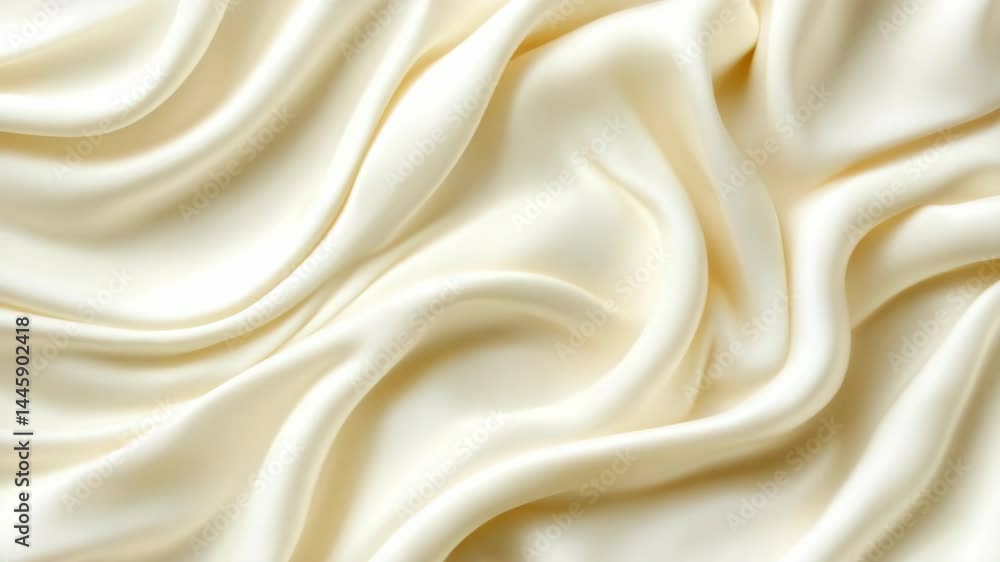 Elegant flowing ivory fabric with undulating folds, creating a luxurious, soft texture, background or drapery with smooth, shiny surface Elegant flowing ivory fabric with undulating folds, creating a luxurious, soft texture, background or drapery with smooth, shiny surface
